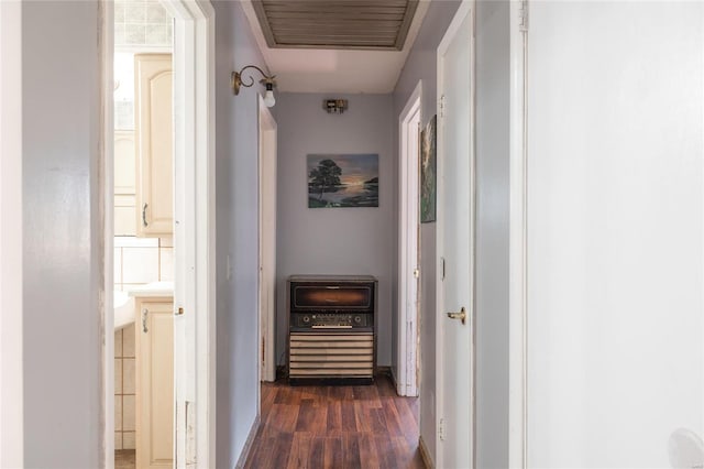 hall featuring dark wood-type flooring