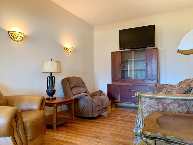 living area featuring hardwood / wood-style flooring