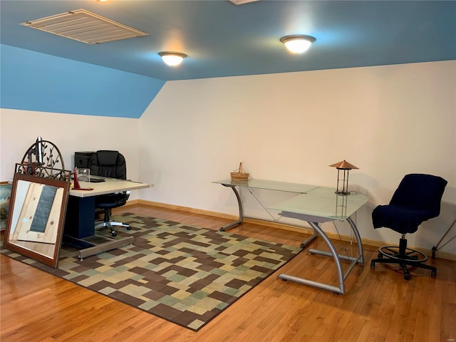 home office featuring wood-type flooring