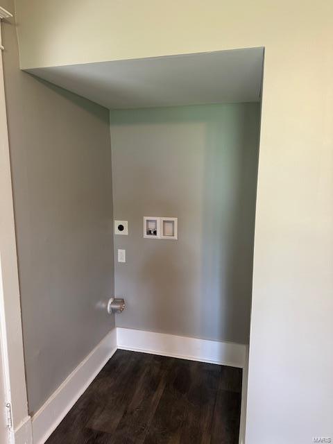 laundry area with hardwood / wood-style floors, washer hookup, and hookup for an electric dryer