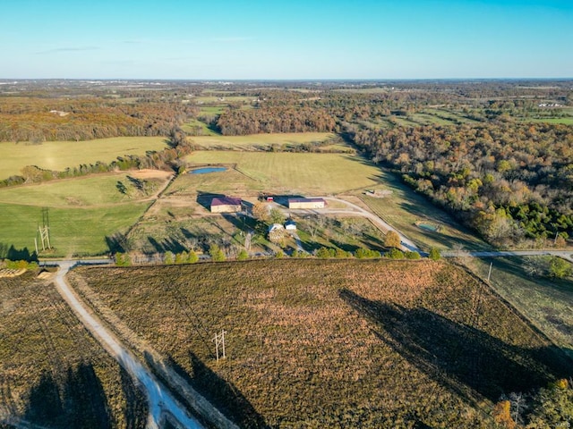 aerial view featuring a rural view