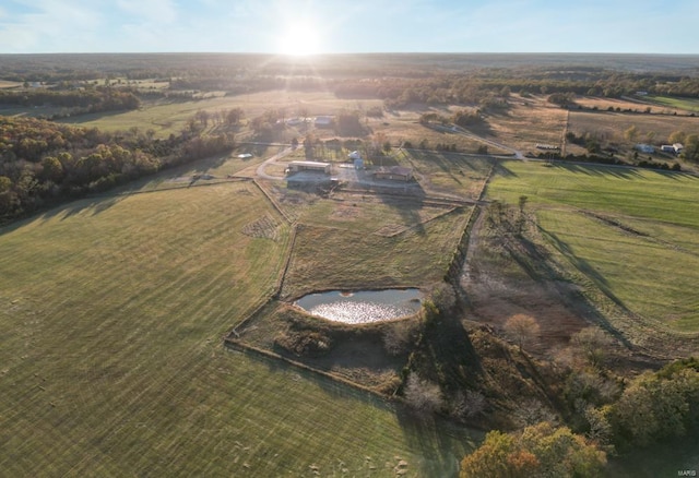 aerial view featuring a rural view