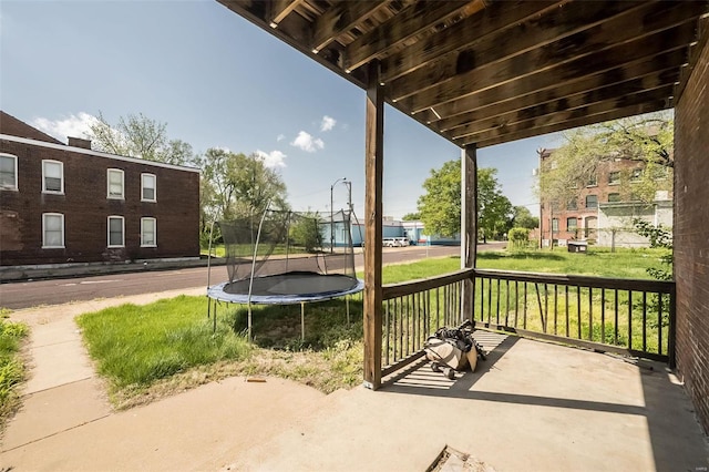 view of terrace with a trampoline