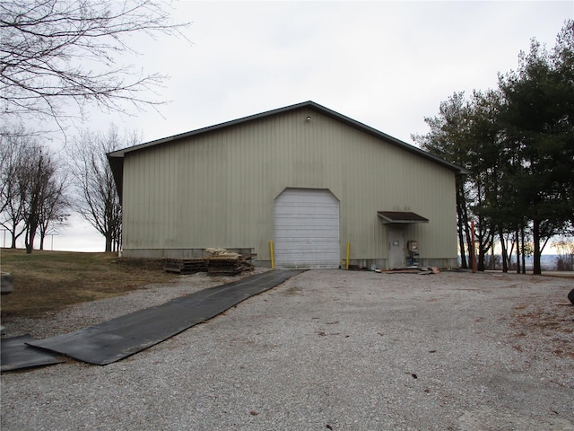 exterior space with a garage