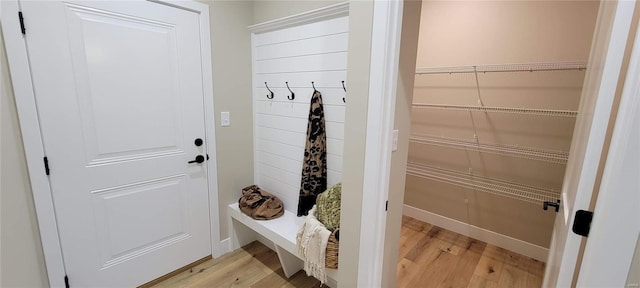 mudroom featuring light wood-type flooring