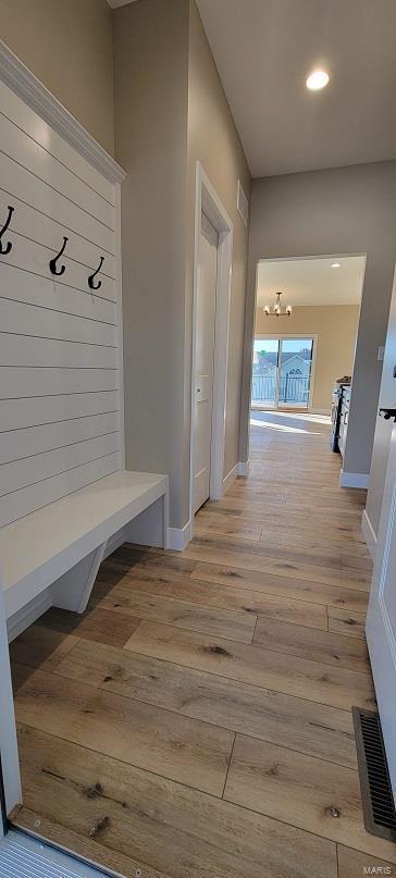 mudroom featuring light wood-type flooring