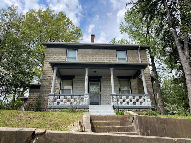 view of front of home with covered porch