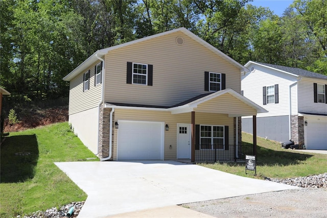 view of front of property featuring a garage