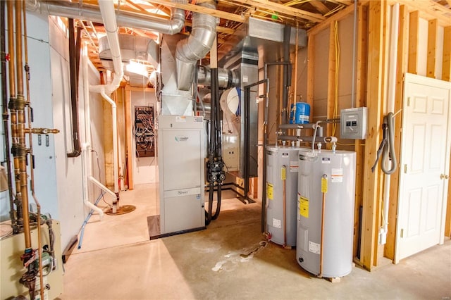 utility room with electric water heater