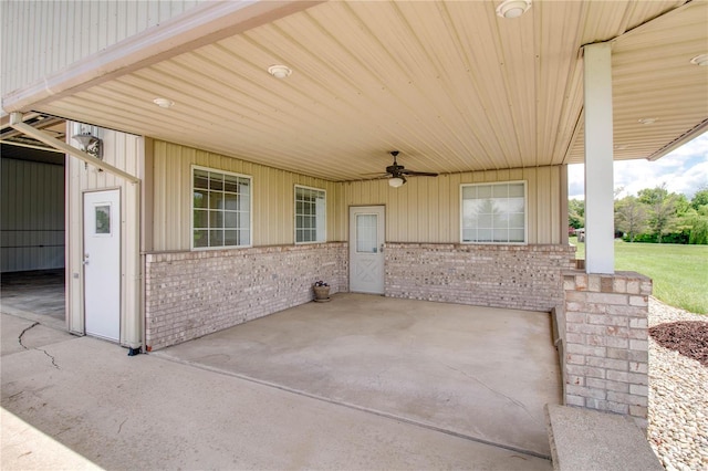 view of patio with ceiling fan