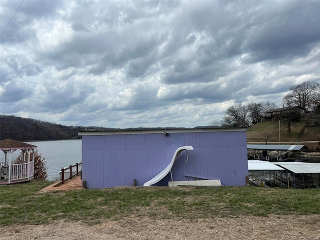 view of outdoor structure featuring a water view