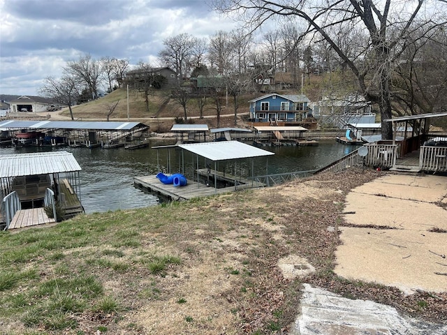 view of dock featuring a water view