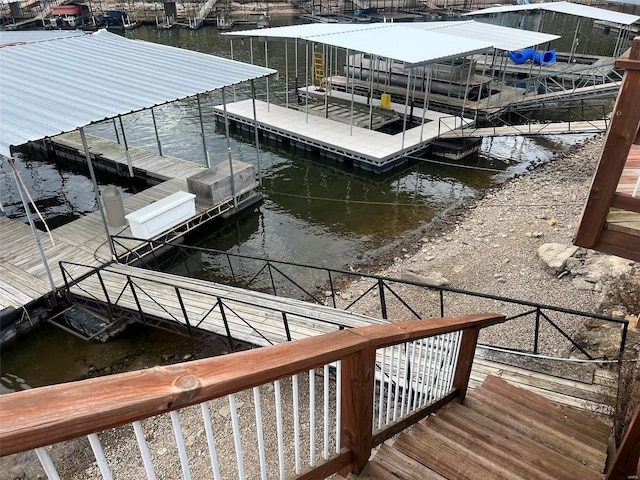 view of dock featuring a water view