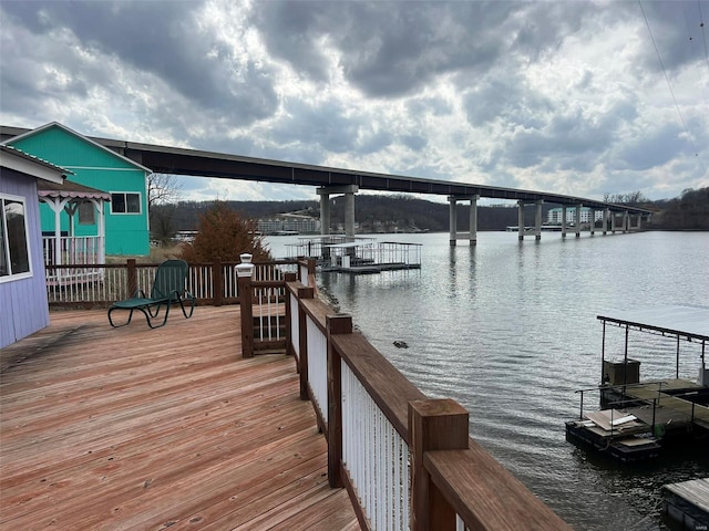 dock area featuring a water view