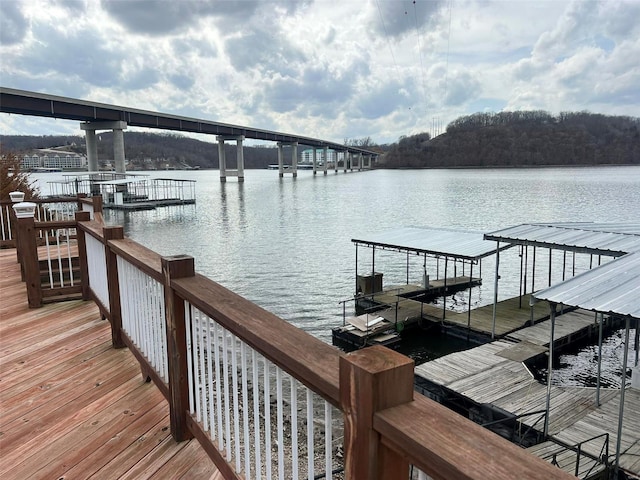 view of dock featuring a water view