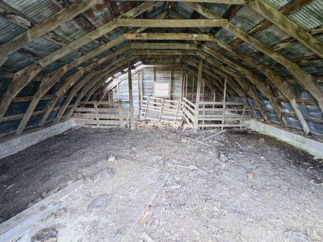 view of unfinished attic