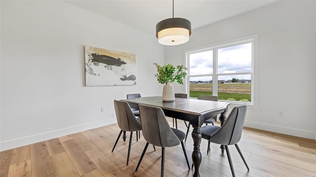 dining space with light hardwood / wood-style flooring