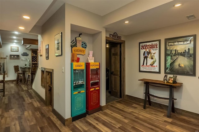 hall featuring dark hardwood / wood-style flooring