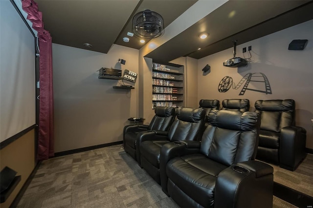 view of carpeted home theater room