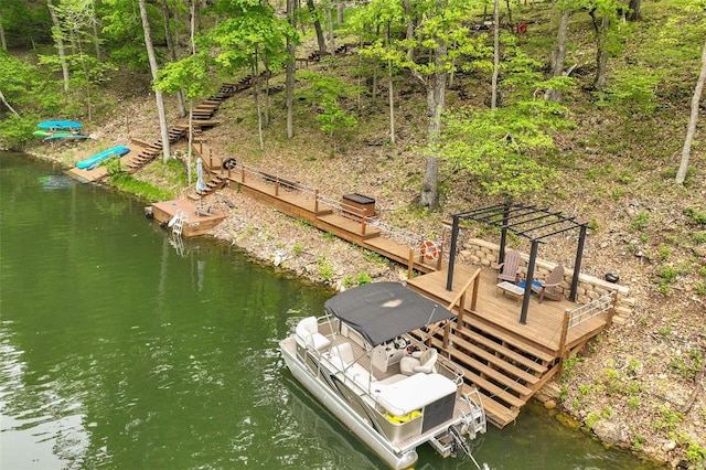 view of dock featuring a water view