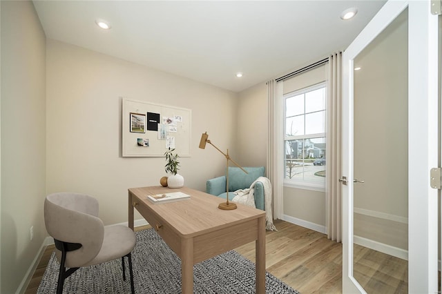 office featuring wood-type flooring