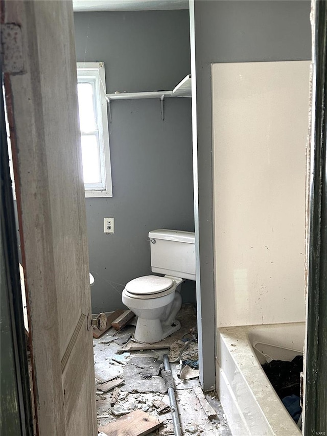 bathroom with a bathing tub and toilet