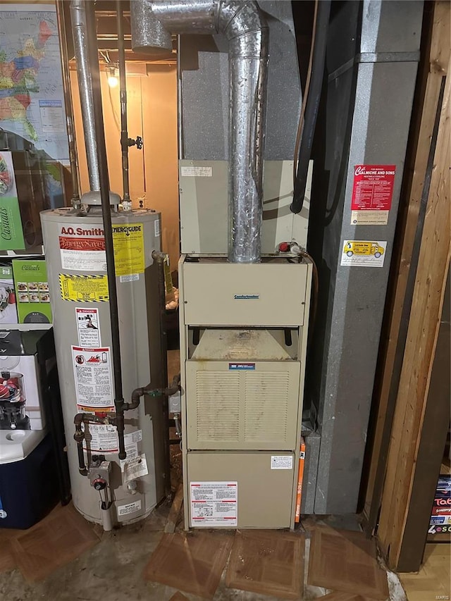 utility room with water heater