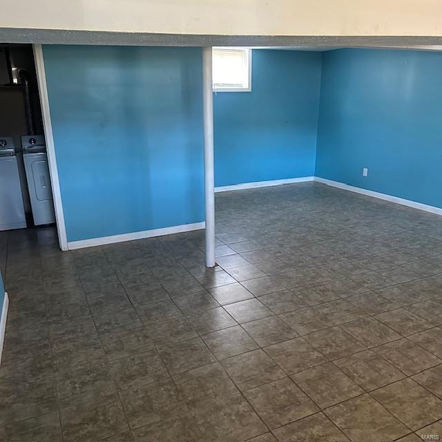 basement featuring independent washer and dryer