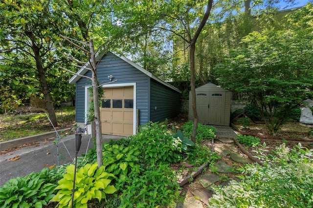 view of shed / structure featuring a garage