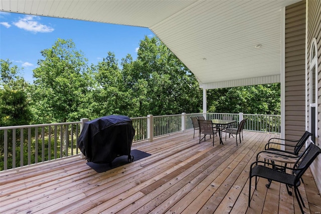 deck featuring area for grilling