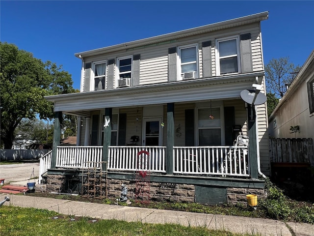 view of front facade featuring covered porch