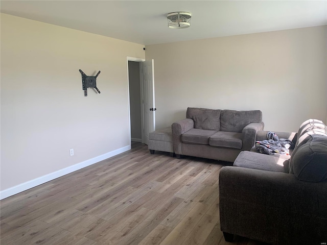 living room with light hardwood / wood-style flooring