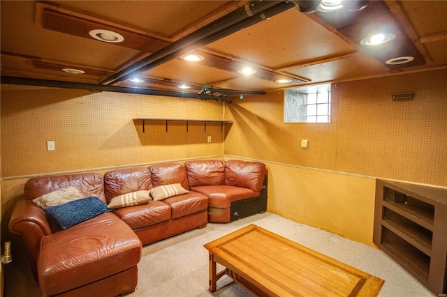 living room featuring carpet flooring