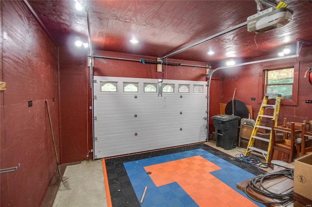 garage with a garage door opener