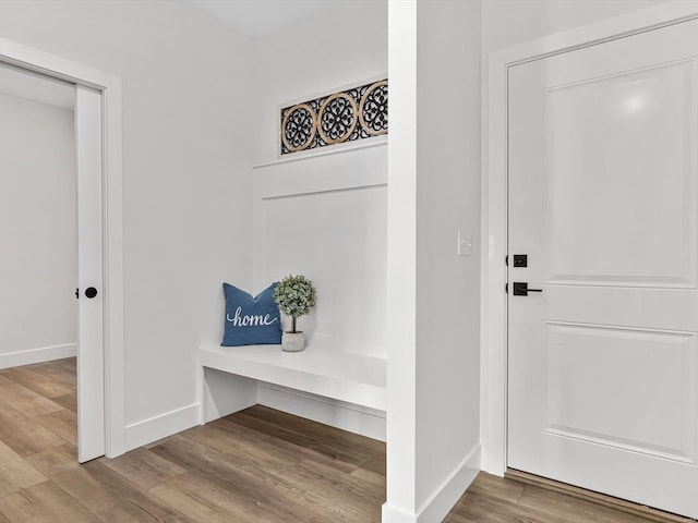 mudroom featuring hardwood / wood-style floors