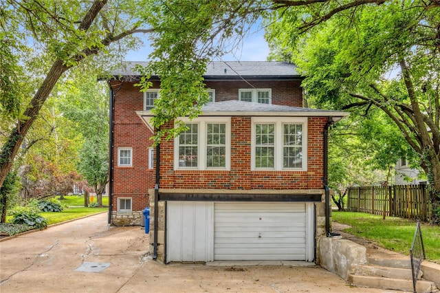 exterior space featuring a garage