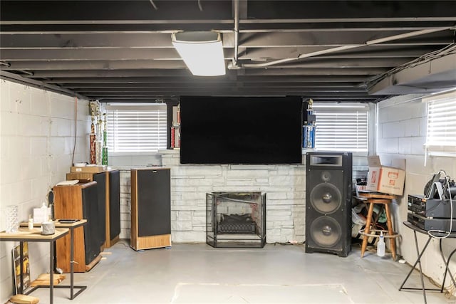 basement with plenty of natural light