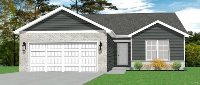 exterior space featuring a front yard and a garage