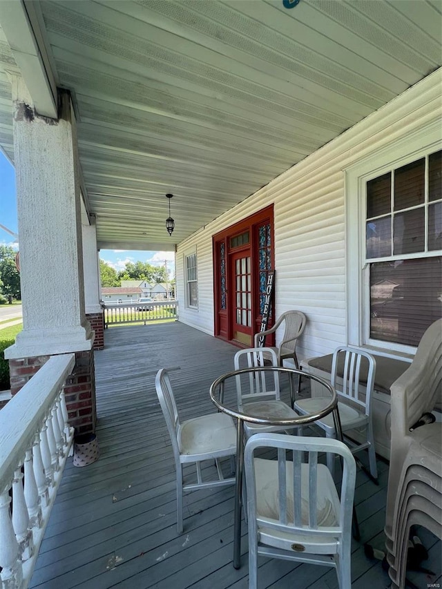 deck featuring a porch