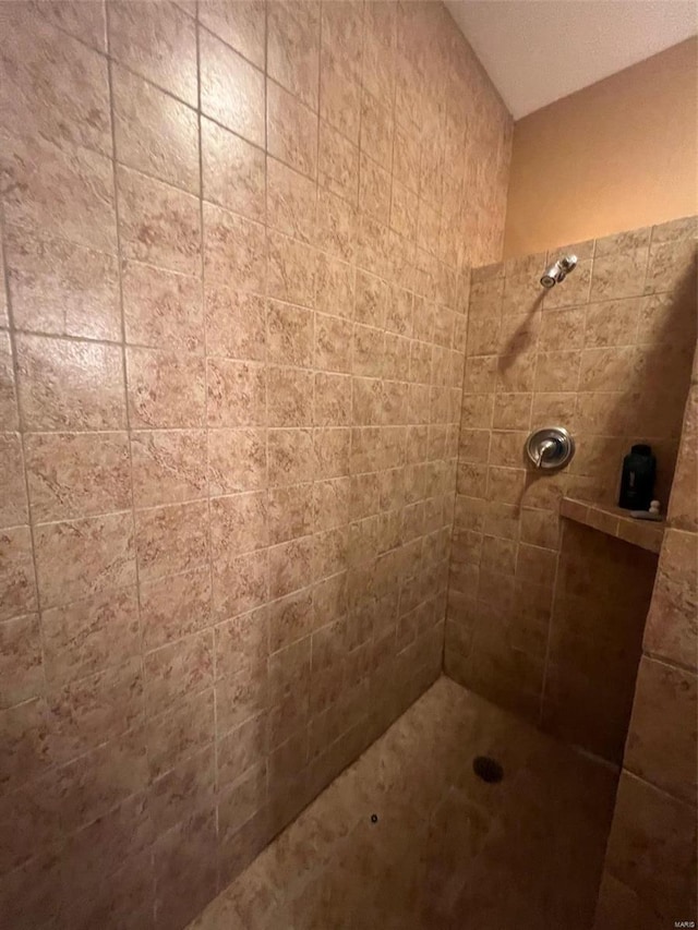 bathroom with a tile shower