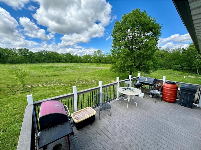 deck featuring a yard and area for grilling