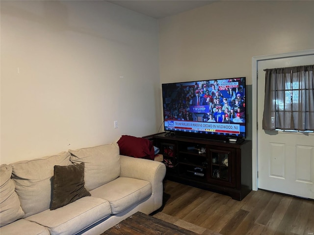 living area with wood finished floors