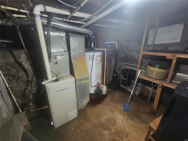 utility room with water heater