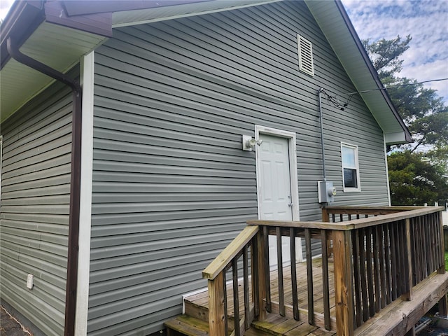 exterior space featuring a wooden deck