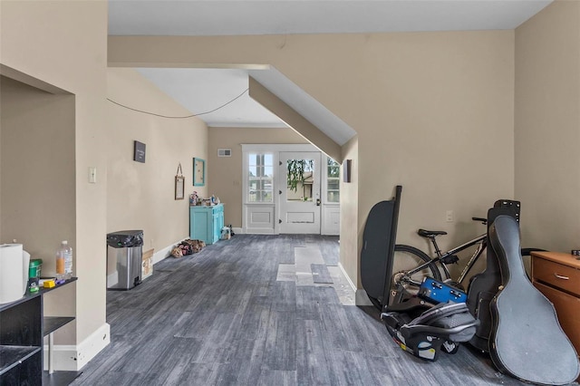 interior space featuring dark wood-type flooring