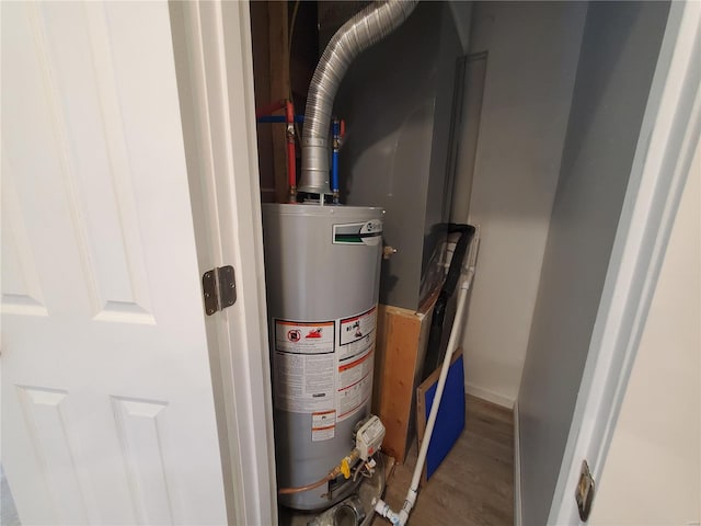 utility room with gas water heater