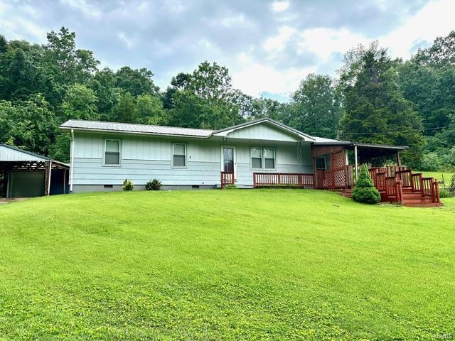 rear view of property with a yard