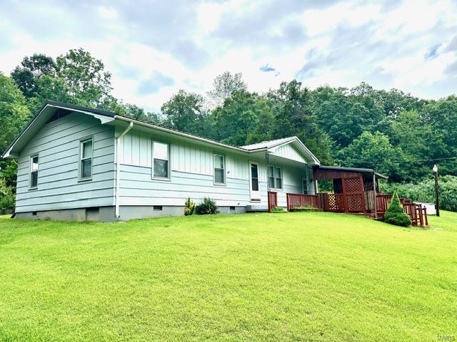 rear view of property with a lawn