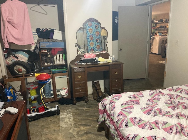 bedroom with concrete flooring