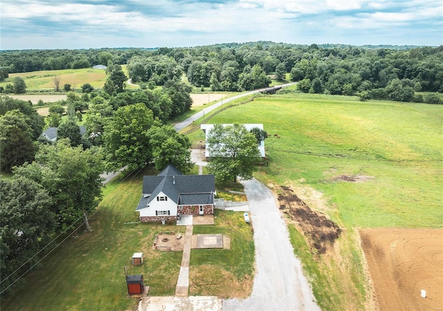 bird's eye view featuring a rural view